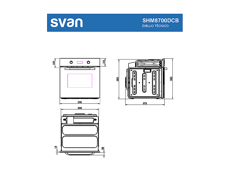 SVAN SHM8700DCB — Horno multifunción, 60 cm, Integrado + Libre instalación, 1 l, vista 7