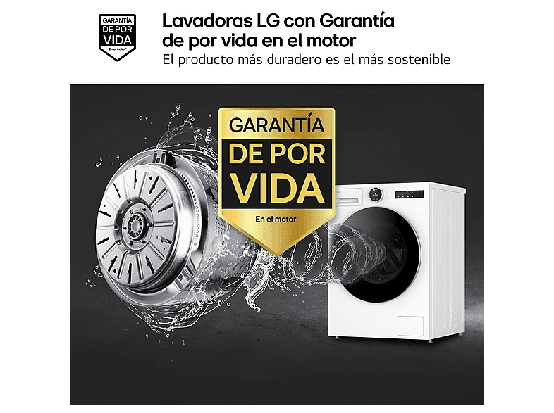 LG F4X7013TWS — Lavadora carga frontal, 13 kg, 23 programas, Blanco, 1400 rpm, vista 4