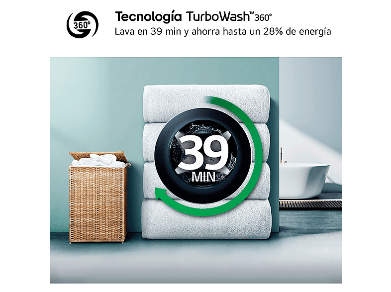 LG F4X7013TWS — Lavadora carga frontal, 13 kg, 23 programas, Blanco, 1400 rpm, vista 5