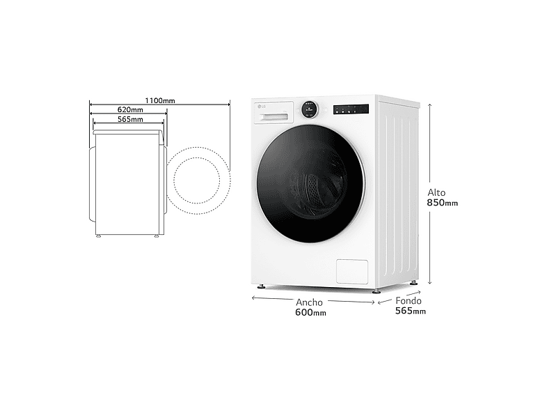 LG F4X7013TWS — Lavadora carga frontal, 13 kg, 23 programas, Blanco, 1400 rpm, vista 11