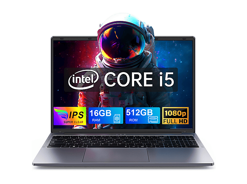 VANWIN UL160TY — Portátil, 16 GB RAM, 512 GB SSD, 16,1" Full-HD, Intel i5 8210Y (Frecuencia máxima 3,6 GHz)
