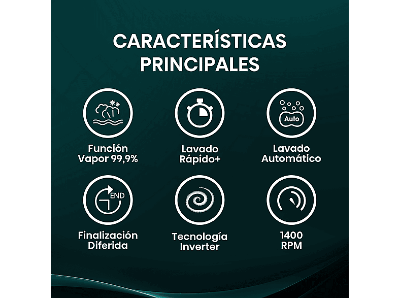 HISENSE WF1Q8041BW — Lavadora carga frontal, 8 kg, Blanco, 1400 Rpm, Función Vapor, vista 4