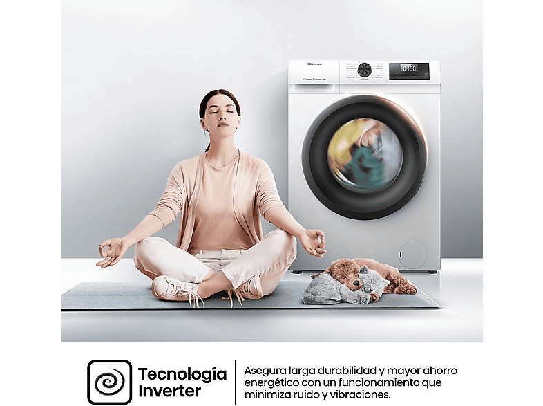 HISENSE WF1Q8041BW — Lavadora carga frontal, 8 kg, Blanco, 1400 Rpm, Función Vapor, vista 10
