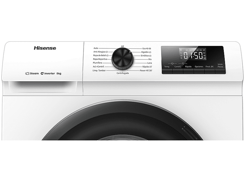HISENSE WF1Q8041BW — Lavadora carga frontal, 8 kg, Blanco, 1400 Rpm, Función Vapor, vista 13