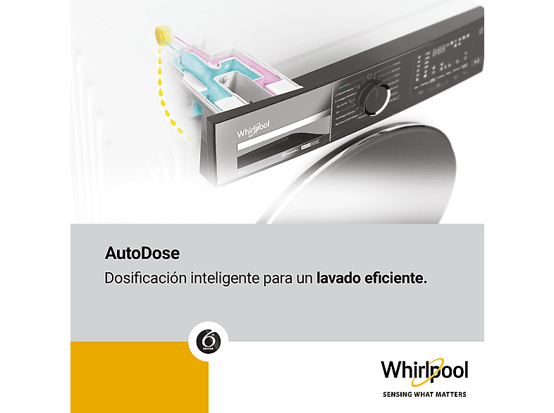 WHIRLPOOL WPM 07W ADS SPT — Lavadora carga frontal, 10 kg, Blanco, 1400 rpm, 11 Programas, vista 6