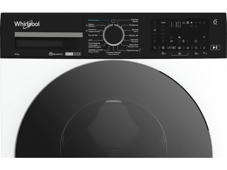 WHIRLPOOL WPM 07W ADS SPT — Lavadora carga frontal, 10 kg, Blanco, 1400 rpm, 11 Programas, vista 16