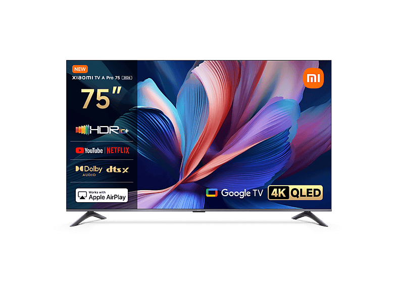 XIAOMI 75 A PRO — TV QLED 75", Negro, QLED 4K, Quad cortex A55, Smart TV