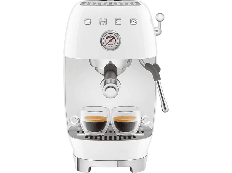 SMEG ECF03WHEU — Cafetera espresso, 1650 W, Blanco, 15 bar, 2 tazas