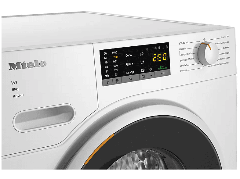 MIELE WWA120 WCS — Lavadora carga frontal, 8 kg, 12 programas, 1400 rpm, CapDosing, vista 4
