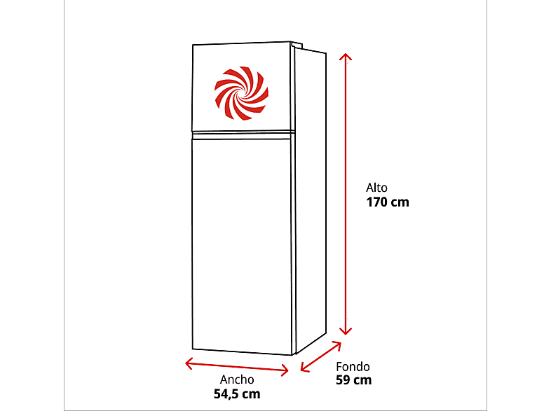 CECOTEC Bolero CoolMarket 2D 255 NF White E — Frigorífico dos puertas, 169.5 cm, Blanco, No Frost, Capacidad 255 l, vista 2