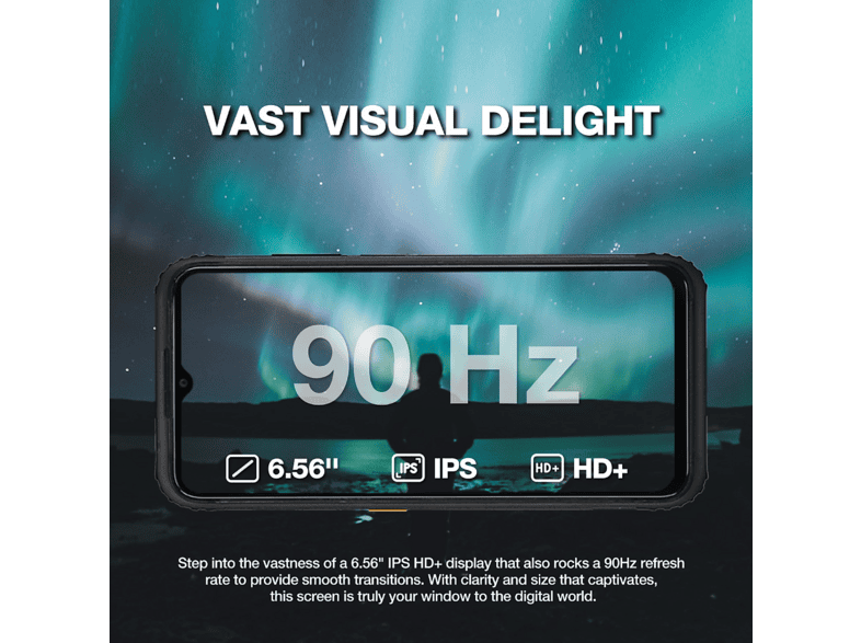 AGM H6 — Smartphone, Black, 256 GB, 8 GB RAM, 90 Hz, vista 5