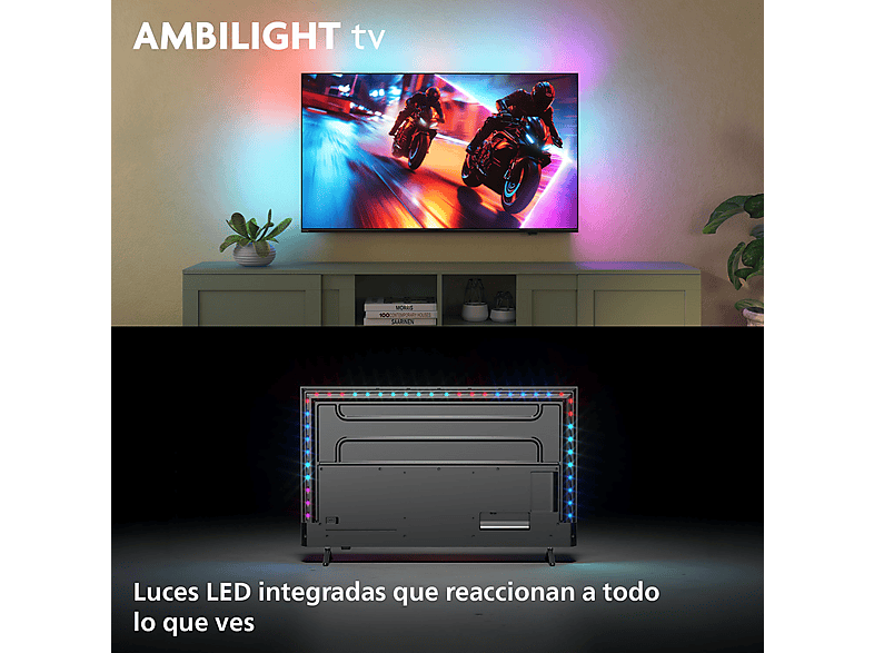 PHILIPS Ambilight TV 65MLED920 4K QD MiniLED 164cm 65" Smart TV Dolby Vision y Dolby Atmos Titan OS — TV Mini LED 65", Negro, vista 4