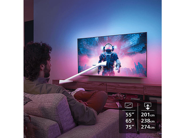 PHILIPS Ambilight TV 65MLED920 4K QD MiniLED 164cm 65" Smart TV Dolby Vision y Dolby Atmos Titan OS — TV Mini LED 65", Negro, vista 15