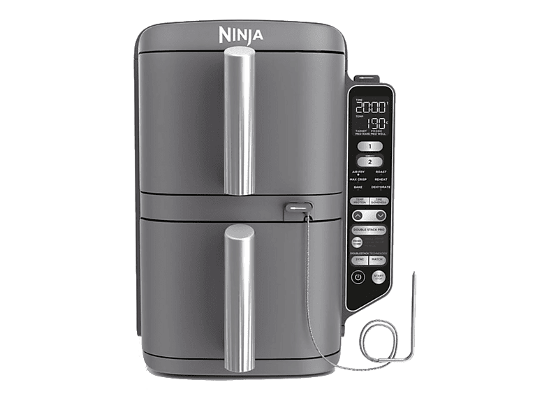 NINJA Double Stack XL — Freidora de aire, 2470 W, Gris, 9.5l, 2 Cajones independientes
