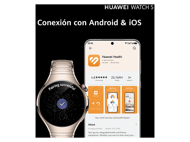 HUAWEI Watch 5 — Smartwatch, 42 mm, 32 GB, Beige, NFC, vista 10