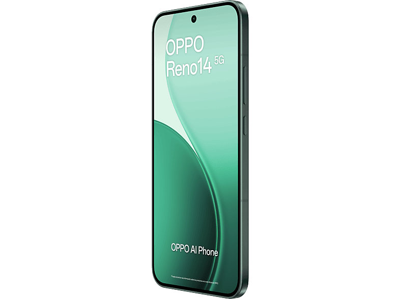 OPPO Reno14 — Smartphone, 512 GB, 12 GB RAM, 6000 mAh, Luminous Green, vista 3