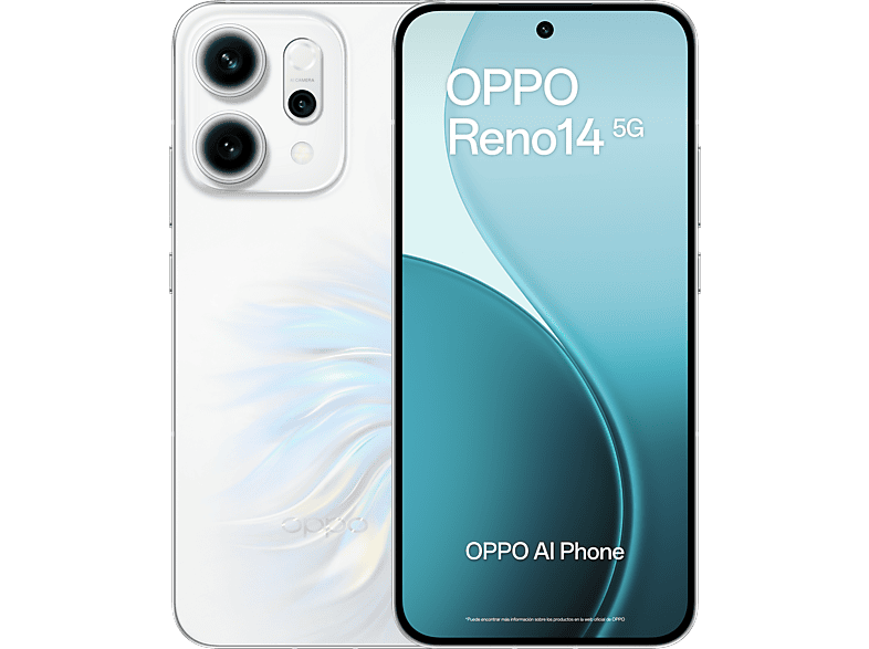 OPPO Reno14 — Smartphone, 512 GB, 12 GB RAM, 6000 mAh, Opal White