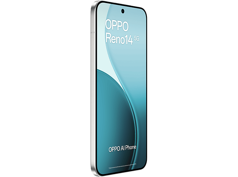 OPPO Reno14 — Smartphone, 512 GB, 12 GB RAM, 6000 mAh, Opal White, vista 4