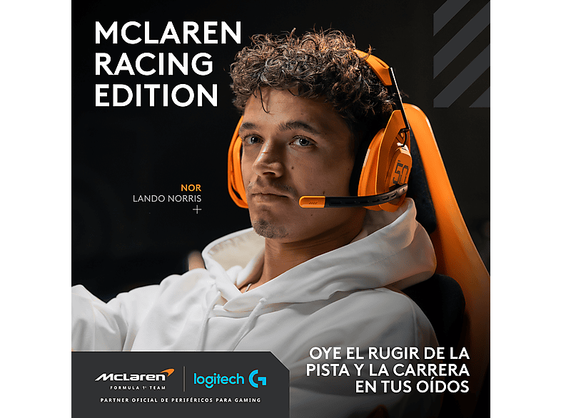 LOGITECH G A50 X MCLAREN — Auriculares gaming, Multidispositivo, Lightspeed, Micrófono, Bluetooth, vista 2