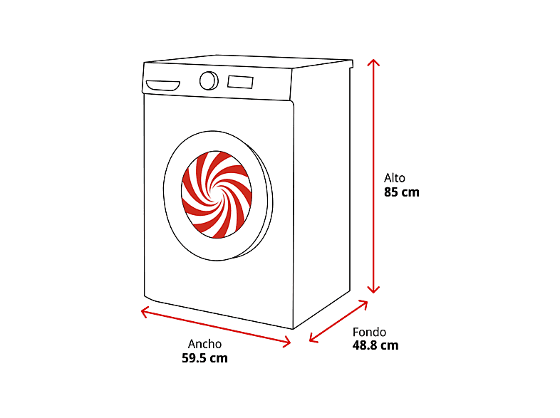 CANDY BR 48SBL6-S — Lavadora carga frontal, 8 kg, Inverter, Blanco, 1400 rpm, vista 3