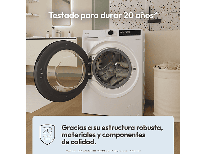 CANDY BR 48SBL6-S — Lavadora carga frontal, 8 kg, Inverter, Blanco, 1400 rpm, vista 5