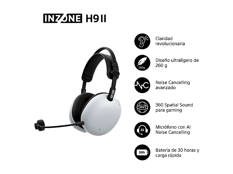 SONY INZONE H9 II — Auriculares gaming, Inalámbricos, Fnatic, Micrófono, Ligeros (ref. 1605834), vista 2