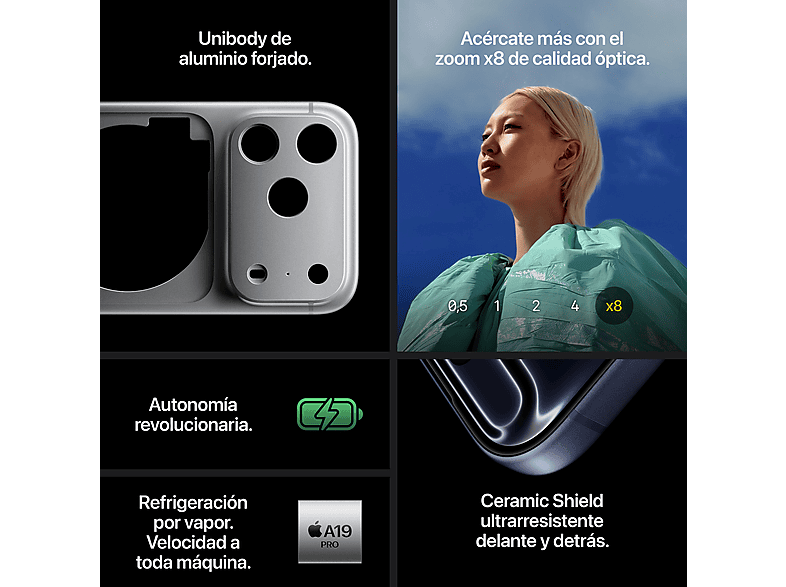 APPLE iPhone 17 Pro — Smartphone, 256 GB, Naranja cósmico, 5G, 6.3" OLED Super Retina XDR, vista 6
