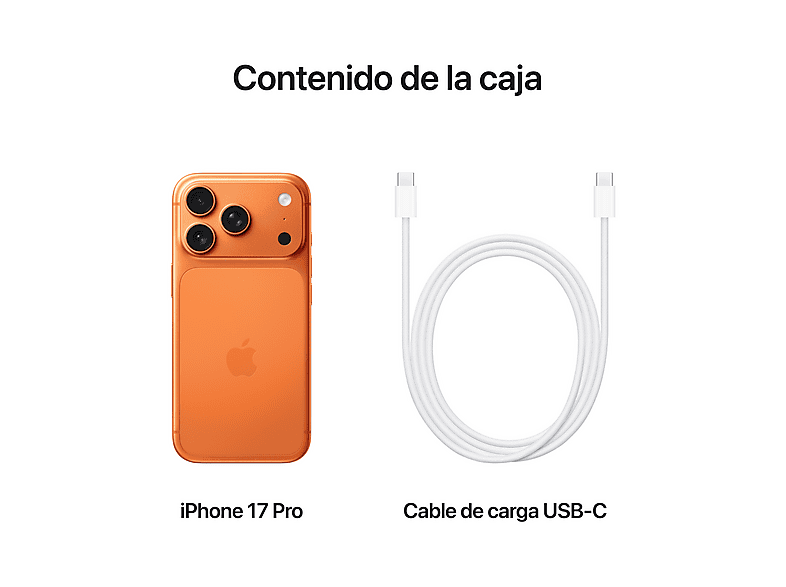 APPLE iPhone 17 Pro — Smartphone, 256 GB, Naranja cósmico, 5G, 6.3" OLED Super Retina XDR, vista 8
