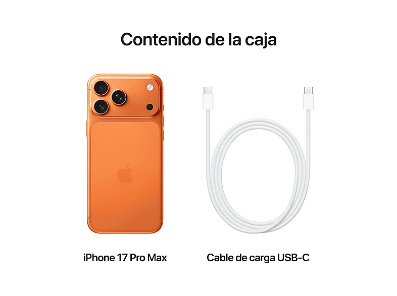 APPLE iPhone 17 Pro Max — Smartphone, 512 GB, Naranja cósmico, 5G, 6.9" OLED Super Retina XDR, vista 8
