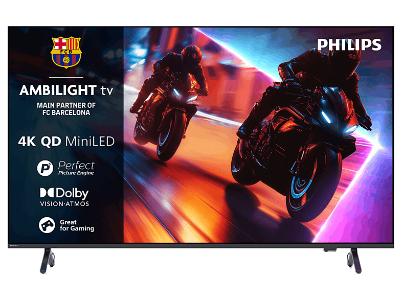 PHILIPS Ambilight TV 85MLED910 4K QD MiniLED 215cm 85" Smart TV Dolby Vision y Dolby Atmos Titan OS — TV Mini LED 85", Negro