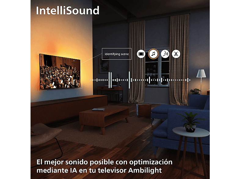 PHILIPS Ambilight TV 85MLED910 4K QD MiniLED 215cm 85" Smart TV Dolby Vision y Dolby Atmos Titan OS — TV Mini LED 85", Negro, vista 10