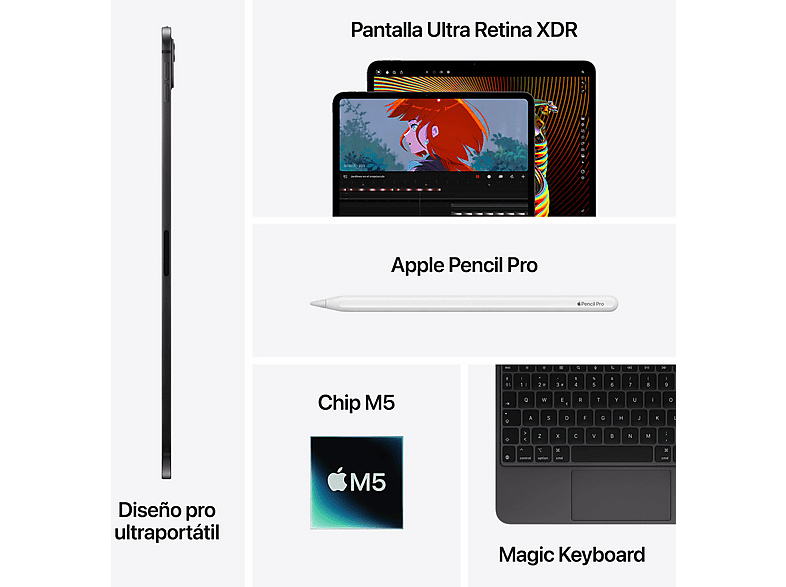 APPLE iPad Pro (2025) — Tablet, 265GB, Plata, 11", Chip M5, vista 8