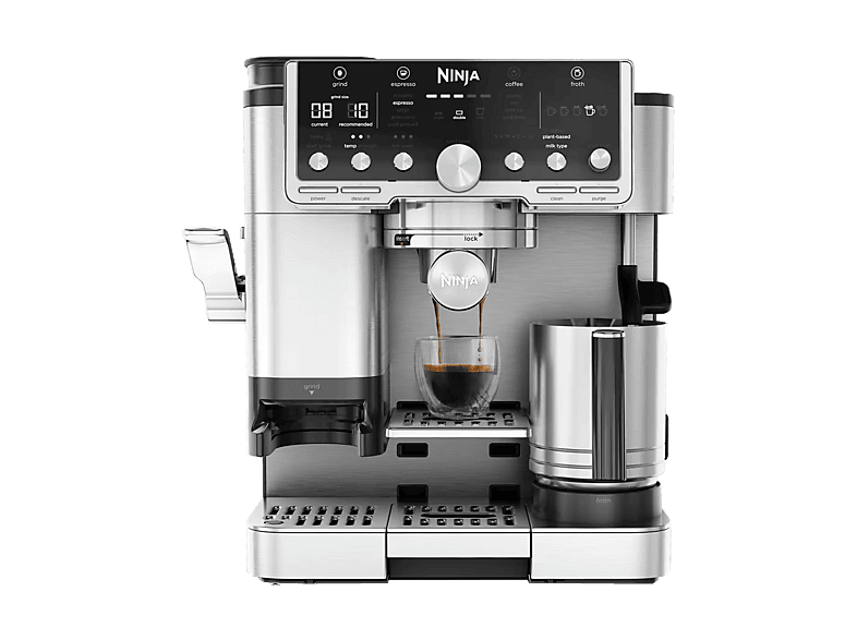 NINJA Luxe Café Pro — Cafetera express, 1650 W, Plata, 9 bar, Sistema de doble espuma