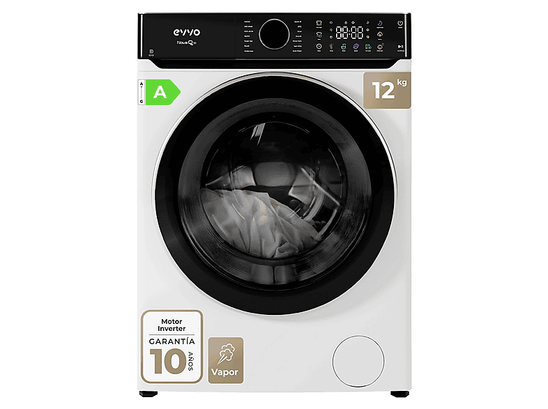 EVVO Nova Q12 — Lavadora carga frontal, 12 kg, 14 programas, Blanco