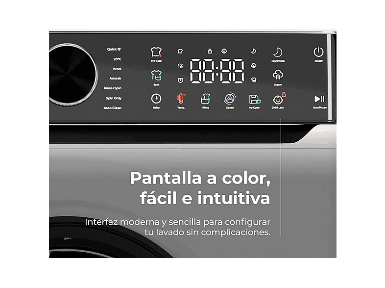 EVVO Nova Q12 — Lavadora carga frontal, 12 kg, 14 programas, Blanco, vista 3