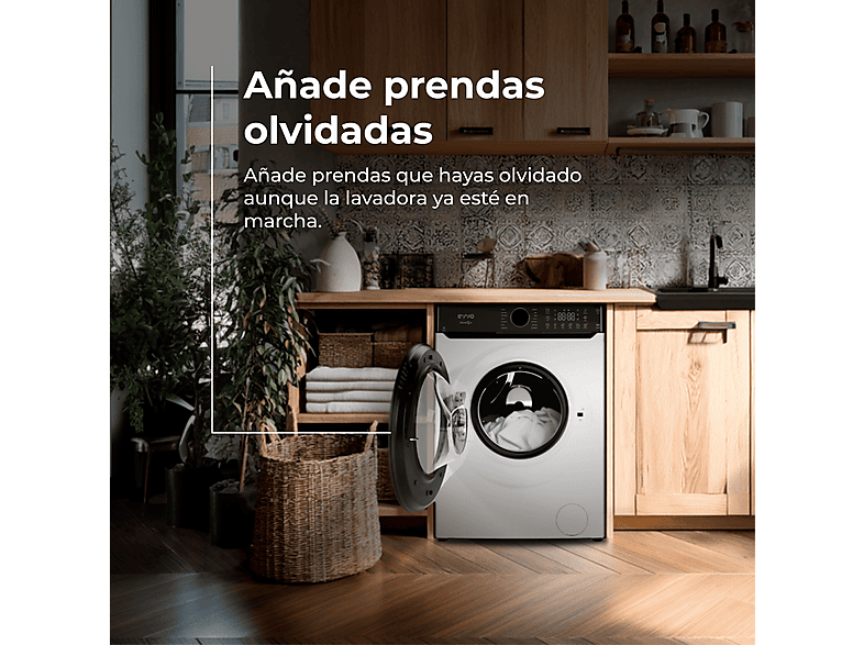 EVVO Nova Q12 — Lavadora carga frontal, 12 kg, 14 programas, Blanco, vista 4