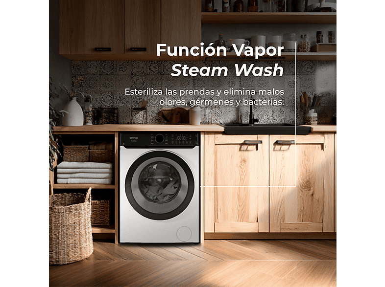 EVVO Nova Q12 — Lavadora carga frontal, 12 kg, 14 programas, Blanco, vista 5