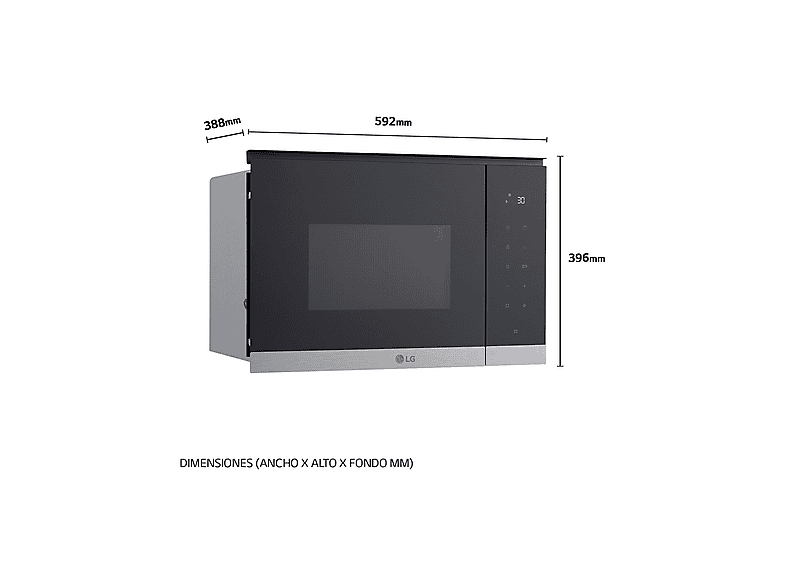 LG MG7Z2593B — Microondas integrable, 900 W, Black, 8 potencia, 25 l, vista 2