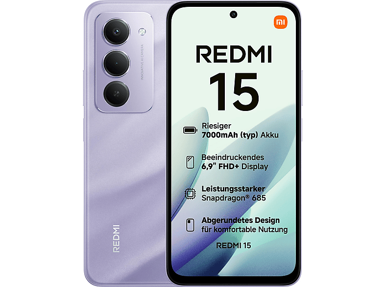 XIAOMI Redmi 15 4G — Smartphone, Púrpura, 128 GB, 6 GB RAM, 6,9" 144 Hz