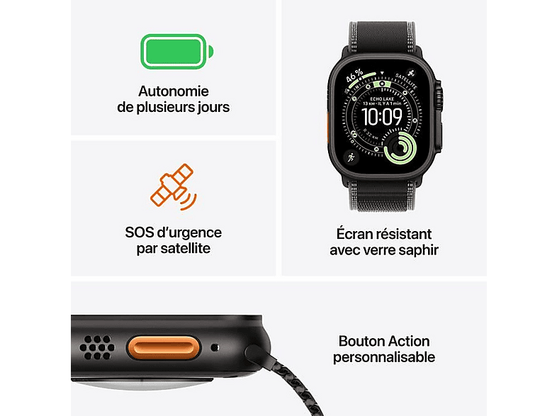 APPLE Watch Ultra 3 — Smartwatch, Titanio, Negro, vista 3