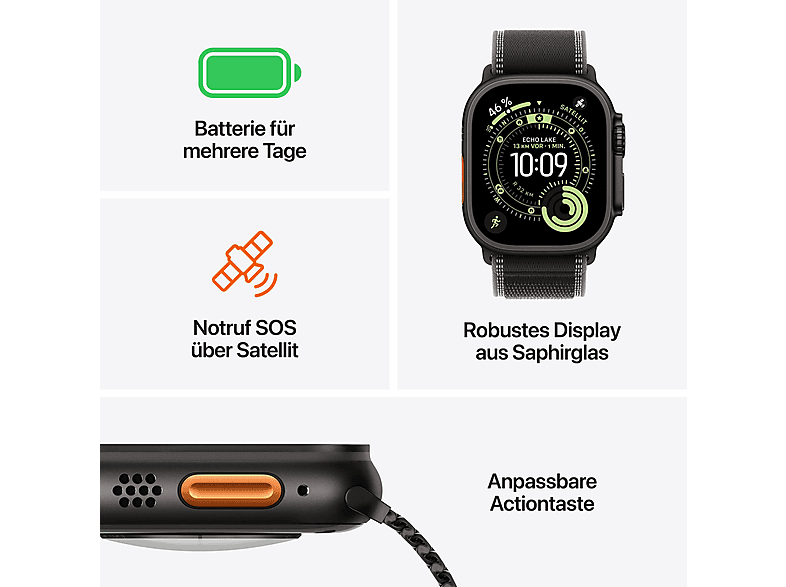 APPLE Watch Ultra 3 — Smartwatch, Titanio, Negro, vista 7