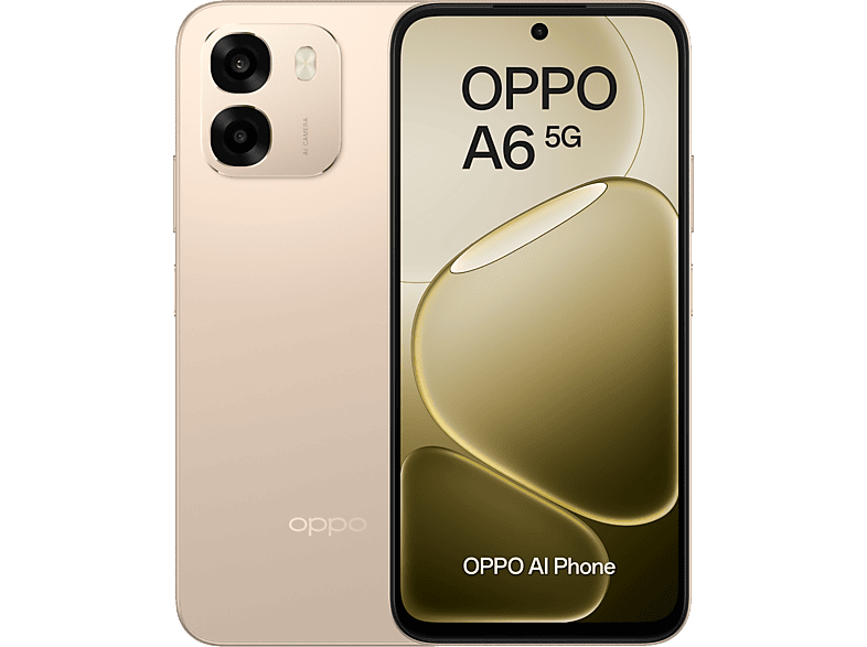 OPPO A6 5G — Smartphone, 256 GB, 6 GB RAM, 6.500mAh, Aurora Gold