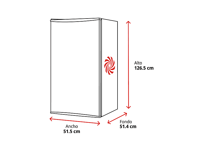 HISENSE RR220D4BWE — Frigorífico una puerta, Cíclico, 126.5 cm, 165 L, Blanco, vista 2