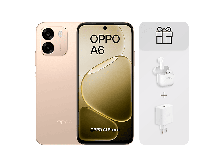 OPPO Bundle A6 4G — Smartphone, 256 GB, 6 GB RAM, 6.500mAh, Incluye Cargador 45W y Auriculares (ref. 1620378)