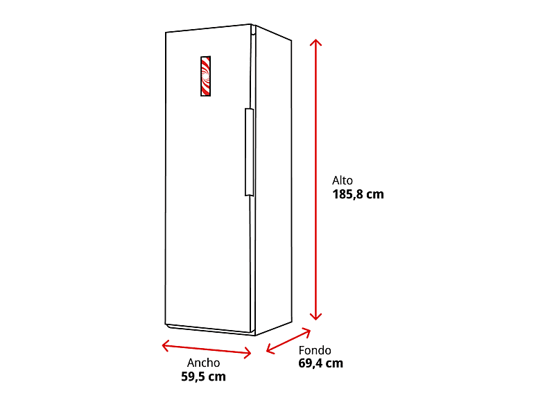 SAMSUNG Bespoke AI RZ70H32HDFEF — Congelador vertical, 185.8 cm, Grafito, 323 l, vista 2