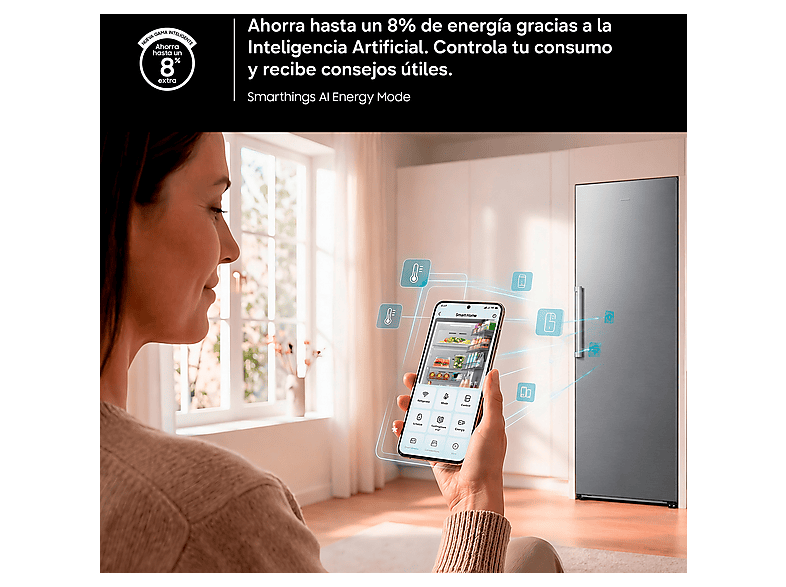 SAMSUNG Bespoke AI RZ70H32HDFEF — Congelador vertical, 185.8 cm, Grafito, 323 l, vista 7