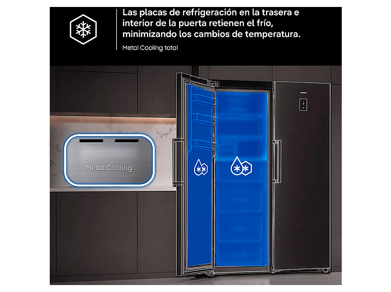 SAMSUNG Bespoke AI RZ70H32HDFEF — Congelador vertical, 185.8 cm, Grafito, 323 l, vista 9