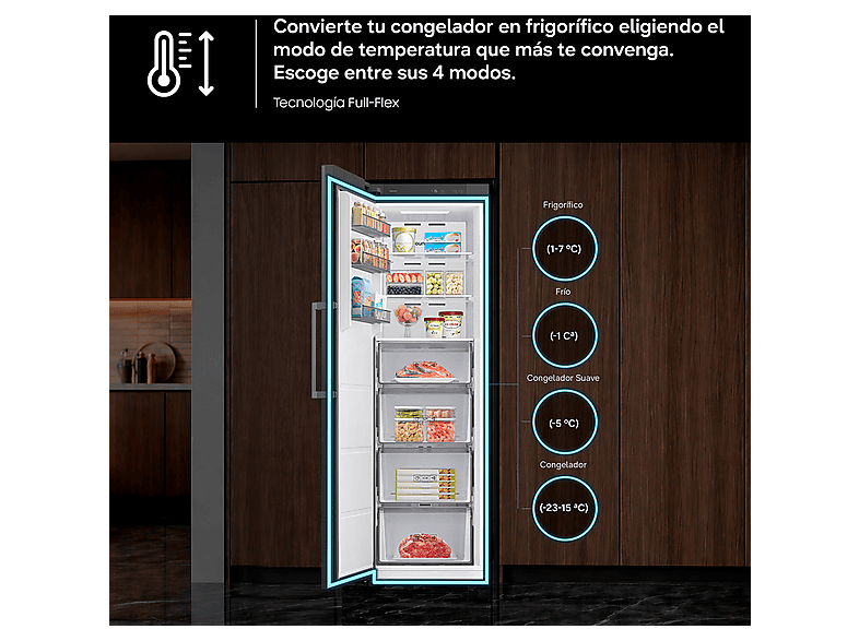 SAMSUNG Bespoke AI RZ70H32HDFEF — Congelador vertical, 185.8 cm, Grafito, 323 l, vista 10