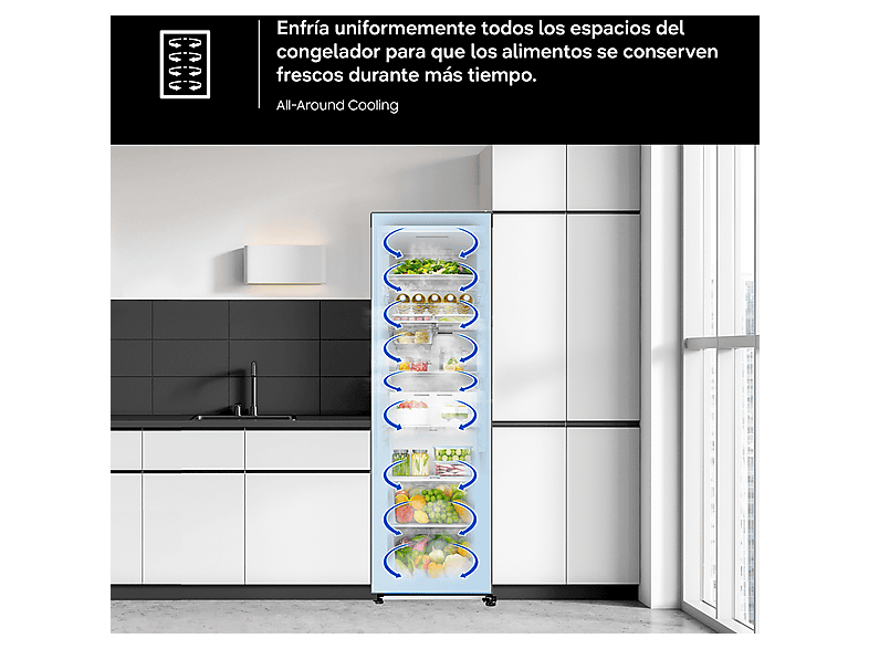 SAMSUNG Bespoke AI RZ70H32HDFEF — Congelador vertical, 185.8 cm, Grafito, 323 l, vista 11