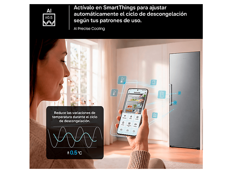 SAMSUNG Bespoke AI RZ70H32HDFEF — Congelador vertical, 185.8 cm, Grafito, 323 l, vista 12